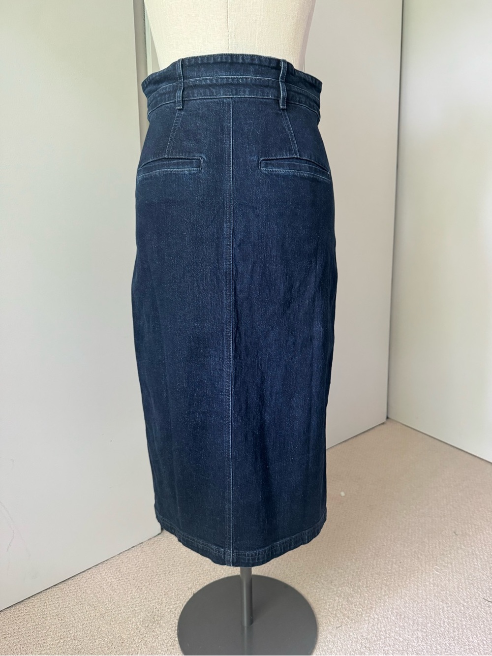 Anthropologie Pilcro Arden Double Waist Midi Jean Skirt Dark Denim NWOT - Picture 4 of 13